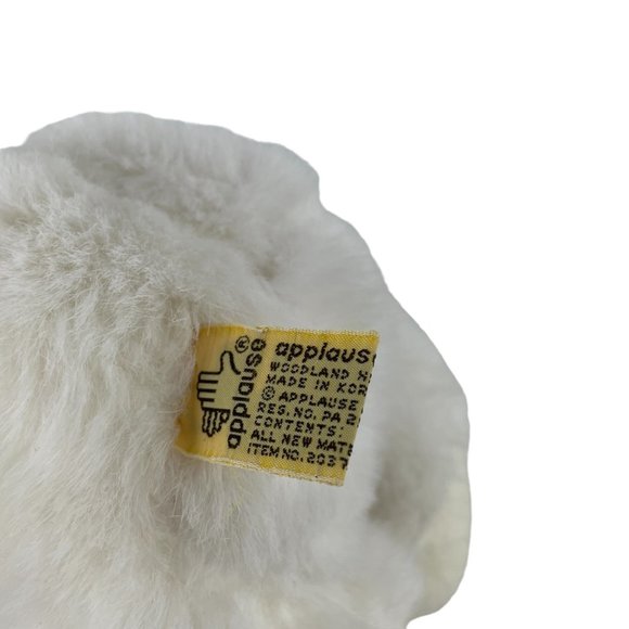 Vintage Applause White Bunny Rabblit Plush Stuffed Animal Toy Easter Pink Eyes - Picture 7 of 8